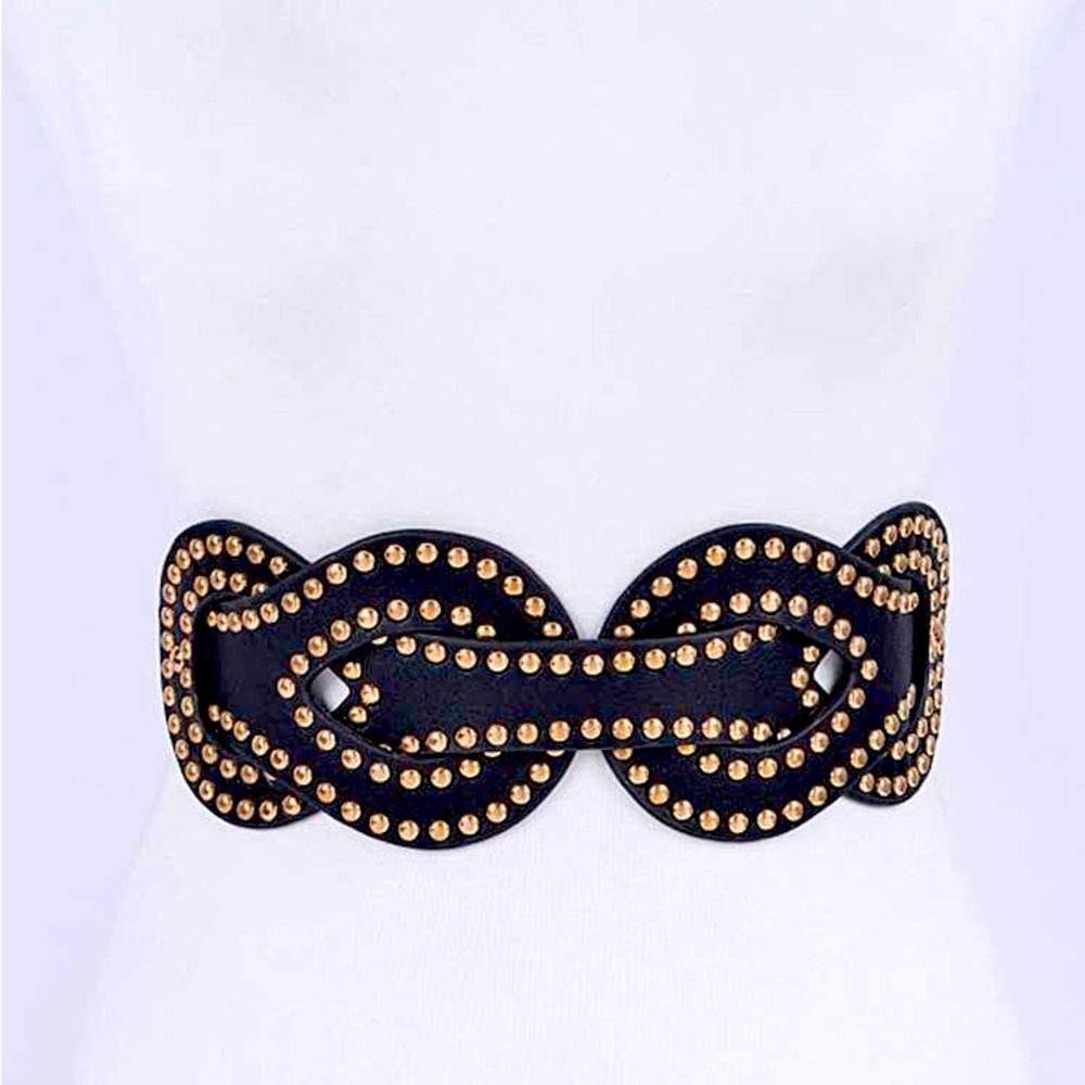 Black & Gold Studded Corset Statement Belt